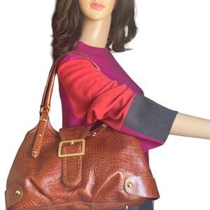 New! MAXX New York Croco-
Embossed Premium Leather
Large Satchel Handbag